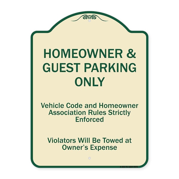 Signmission Designer Series-Homeowner & Guest Parking Only Tan & Green Heavy-Gauge Aluminum A-DES-TG-1824-9970 - main